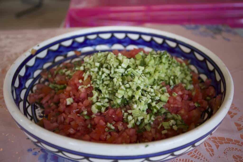 salade, cours de cuisine, Jordanie