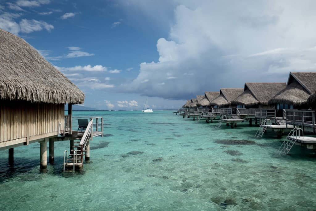 Polynésie, Moorea, cabane, pilotis, bungalow