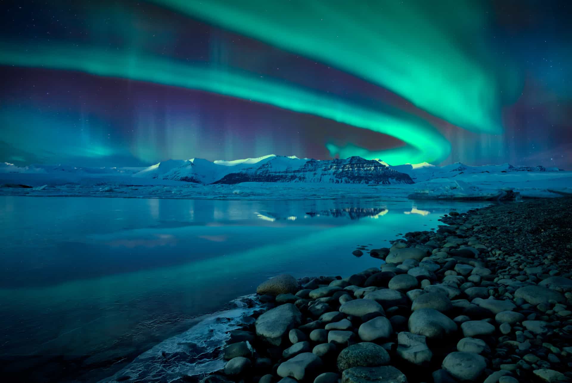 jokulsarlon aurores boreale islande