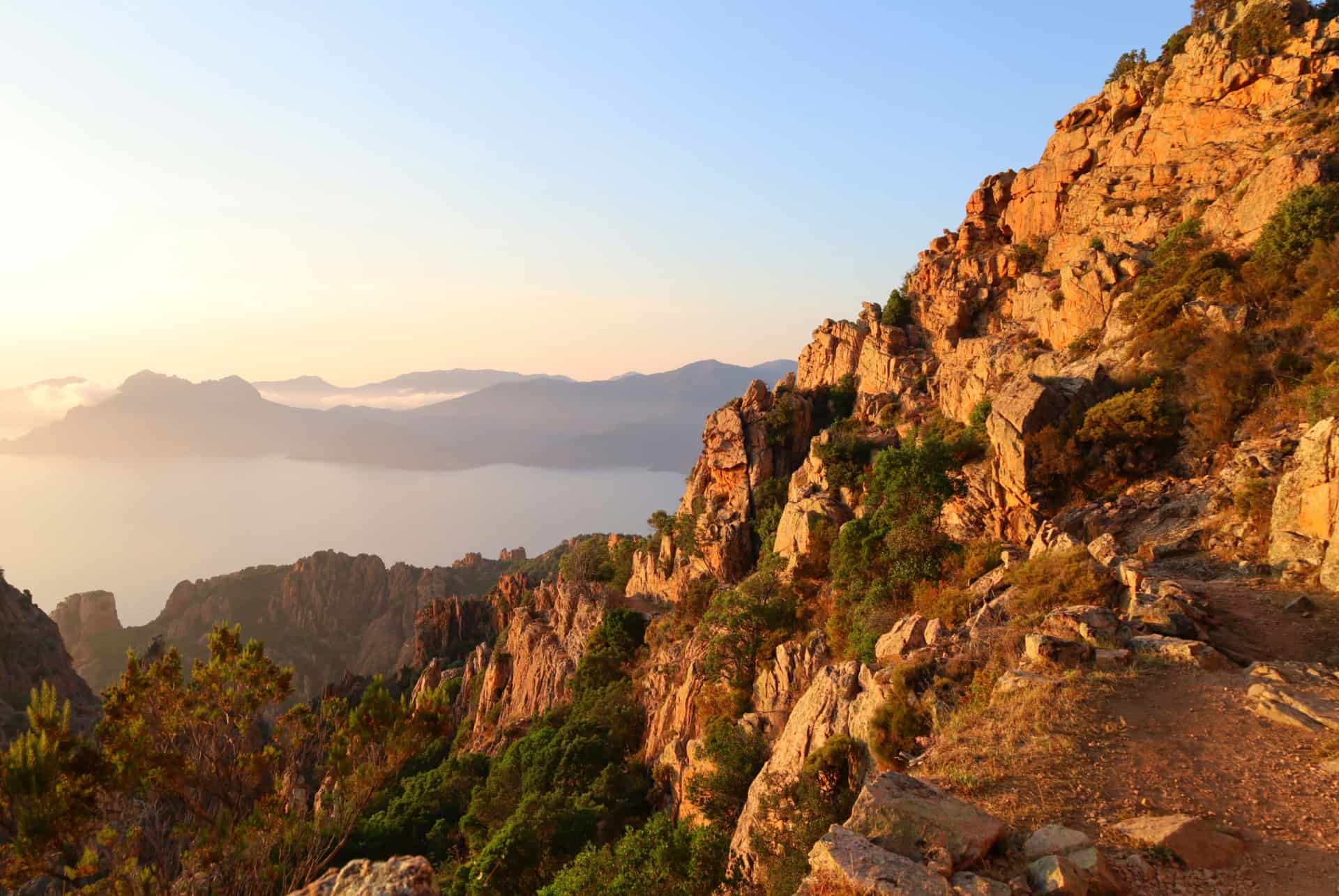 calanques de piana coucher de soleil